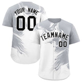 Custom Gray White Personalized Ink Pattern Authentic Baseball Jersey