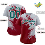 Custom Gray Crimson Personalized Ink Pattern Authentic Baseball Jersey