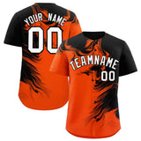 Custom Black Orange Personalized Ink Pattern Authentic Baseball Jersey