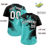 Custom Black Bright Green Personalized Ink Pattern Authentic Baseball Jersey