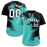 Custom Black Bright Green Personalized Ink Pattern Authentic Baseball Jersey