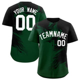 Custom Black Green Personalized Ink Pattern Authentic Baseball Jersey