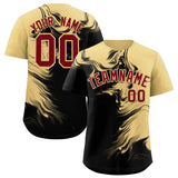 Custom Khaki Black Personalized Ink Pattern Authentic Baseball Jersey