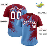 Custom Crimson Powder Blue Personalized Ink Pattern Authentic Baseball Jersey