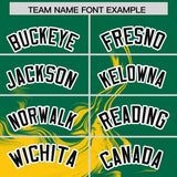 Custom Kelly Green Gold Personalized Ink Pattern Authentic Baseball Jersey