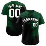 Custom Green Black Personalized Ink Pattern Authentic Baseball Jersey