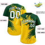 Custom Green Gold Personalized Ink Pattern Authentic Baseball Jersey