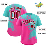 Custom Bright Green Pink Personalized Ink Pattern Authentic Baseball Jersey