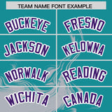 Custom Aqua Gray Personalized Ink Pattern Authentic Baseball Jersey