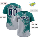 Custom Aqua Gray Personalized Ink Pattern Authentic Baseball Jersey