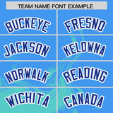 Custom Powder Blue Bright Green Personalized Ink Pattern Authentic Baseball Jersey