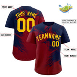 Custom Navy Crimson Personalized Ink Pattern Authentic Baseball Jersey