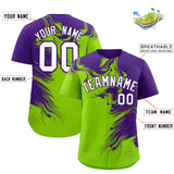 Custom Purple Neon Green Personalized Ink Pattern Authentic Baseball Jersey