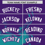 Custom Purple Aqua Personalized Ink Pattern Authentic Baseball Jersey