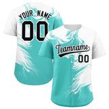 Custom White Bright Green Personalized Ink Pattern Authentic Baseball Jersey