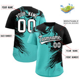 Custom Black Bright Green Personalized Ink Pattern Authentic Baseball Jersey