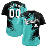 Custom Black Bright Green Personalized Ink Pattern Authentic Baseball Jersey