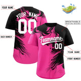Custom Black Pink Personalized Ink Pattern Authentic Baseball Jersey