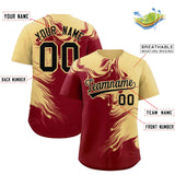 Custom Khaki Crimson Personalized Ink Pattern Authentic Baseball Jersey