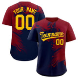 Custom Crimson Navy Personalized Ink Pattern Authentic Baseball Jersey