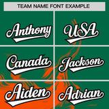 Custom Kelly Green Orange Personalized Ink Pattern Authentic Baseball Jersey