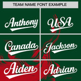 Custom Green Red Personalized Ink Pattern Authentic Baseball Jersey