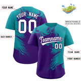 Custom Aqua Purple Personalized Ink Pattern Authentic Baseball Jersey