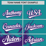 Custom Aqua Purple Personalized Ink Pattern Authentic Baseball Jersey
