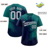 Custom Aqua Navy Personalized Ink Pattern Authentic Baseball Jersey
