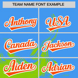 Custom Powder Blue Neon Green Personalized Ink Pattern Authentic Baseball Jersey