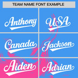 Custom Powder Blue Pink Personalized Ink Pattern Authentic Baseball Jersey