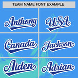 Custom Powder Blue Bright Green Personalized Ink Pattern Authentic Baseball Jersey