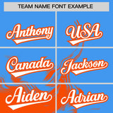 Custom Powder Blue Orange Personalized Ink Pattern Authentic Baseball Jersey