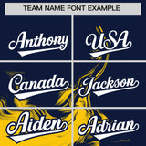 Custom Navy Gold Personalized Ink Pattern Authentic Baseball Jersey