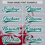 Custom Gray Crimson Personalized Ink Pattern Authentic Baseball Jersey