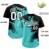 Custom Black Bright Green Personalized Ink Pattern Authentic Baseball Jersey