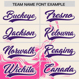 Custom Cream Pink Personalized Ink Pattern Authentic Baseball Jersey
