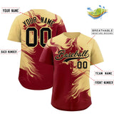 Custom Khaki Crimson Personalized Ink Pattern Authentic Baseball Jersey