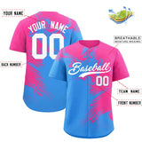 Custom Pink Powder Blue Personalized Ink Pattern Authentic Baseball Jersey