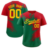 Custom Red Kelly Green Personalized Ink Pattern Authentic Baseball Jersey