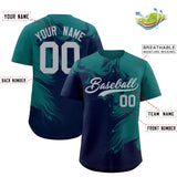 Custom Aqua Navy Personalized Ink Pattern Authentic Baseball Jersey