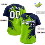 Custom Navy Neon Green Personalized Ink Pattern Authentic Baseball Jersey