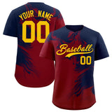 Custom Navy Crimson Personalized Ink Pattern Authentic Baseball Jersey
