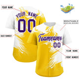 Custom White Gold Personalized Ink Pattern Authentic Baseball Jersey