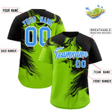 Custom Black Neon Green Personalized Ink Pattern Authentic Baseball Jersey