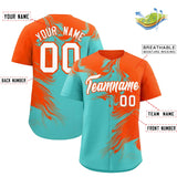 Custom Orange Bright Green Personalized Ink Pattern Authentic Baseball Jersey