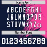 Custom Pink Navy Personalized Ink Pattern Authentic Baseball Jersey