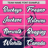Custom Pink Navy Personalized Ink Pattern Authentic Baseball Jersey