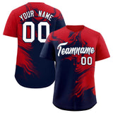 Custom Red Navy Personalized Ink Pattern Authentic Baseball Jersey
