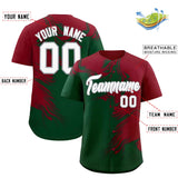 Custom Crimson Green Personalized Ink Pattern Authentic Baseball Jersey